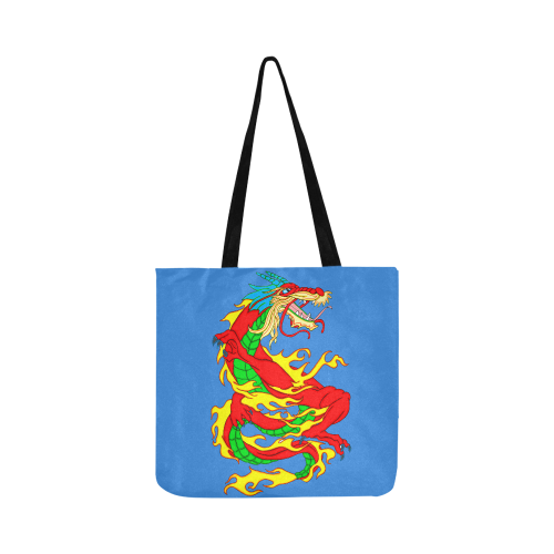 Red Chinese Dragon Blue Reusable Shopping Bag Model 1660 (Two sides)