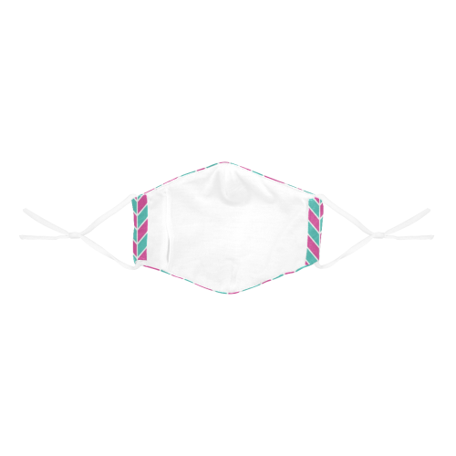 Pink White Turquoise Herringbone 3D Mouth Mask with Drawstring (30 Filters Included) (Model M04) (Non-medical Products)