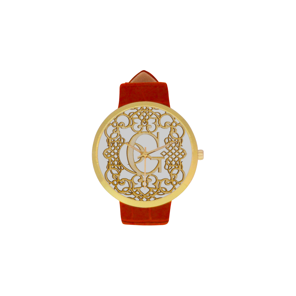 G Monogram Watch Red Women's Golden Leather Strap Watch(Model 212)