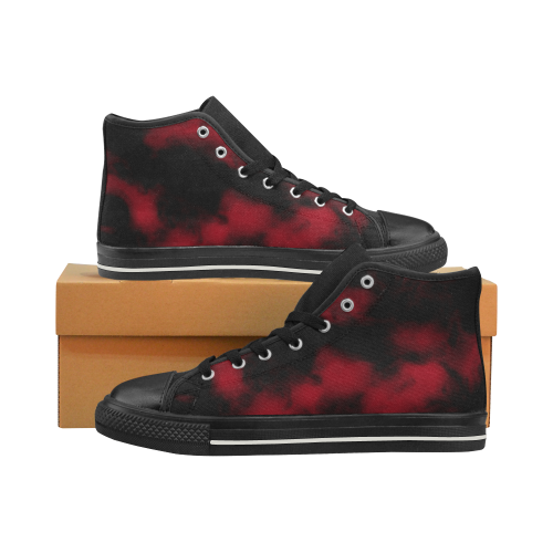 Volcanic Bottom - red black puffy smoky diy personalization High Top Canvas Shoes for Kid (Model 017)