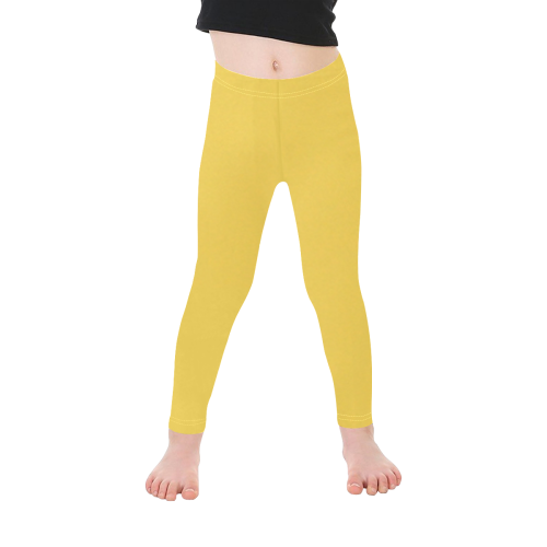 color mustard Kid's Ankle Length Leggings (Model L06)