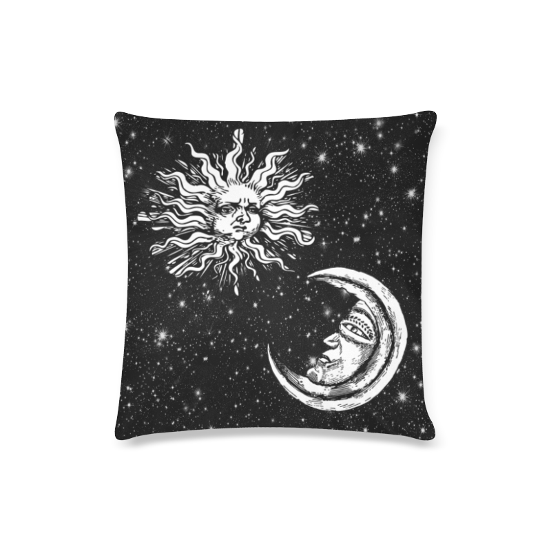 Mystic Moon and Sun Custom Zippered Pillow Case 16"x16"(Twin Sides)