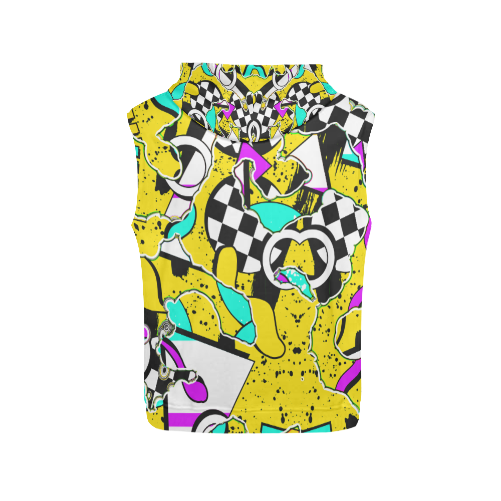 Shapes on a yellow background All Over Print Sleeveless Hoodie for Men (Model H15)