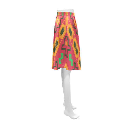 Tribal shapes in retro colors (2) Athena Women's Short Skirt (Model D15)