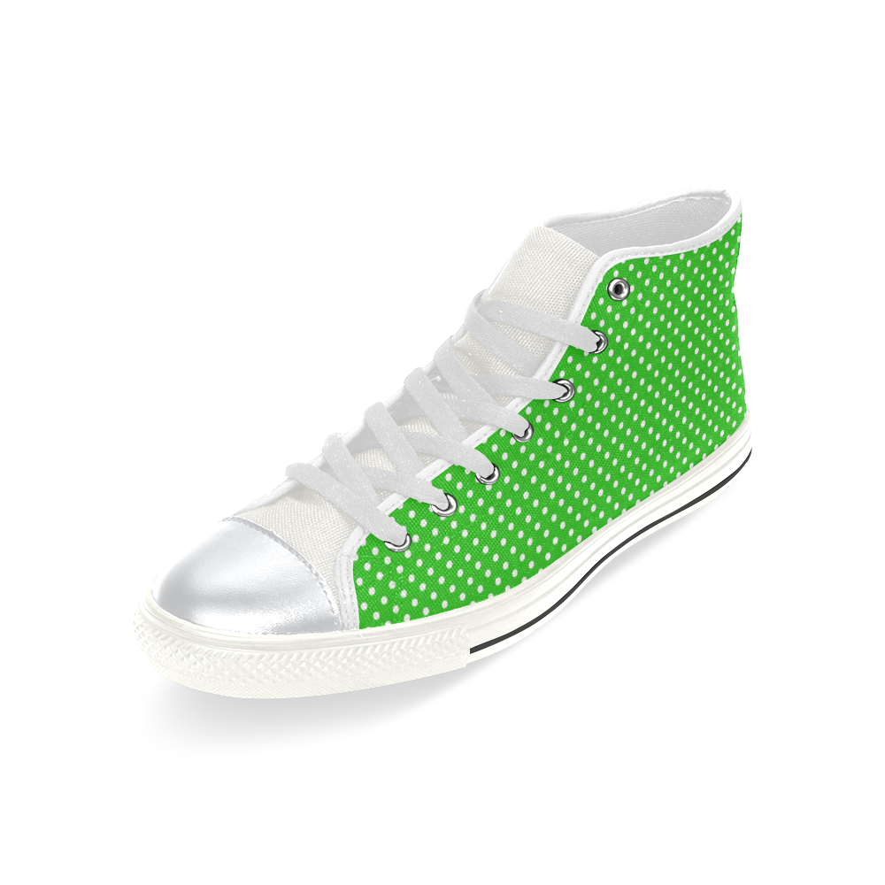 Green polka dots High Top Canvas Women's Shoes/Large Size (Model 017)