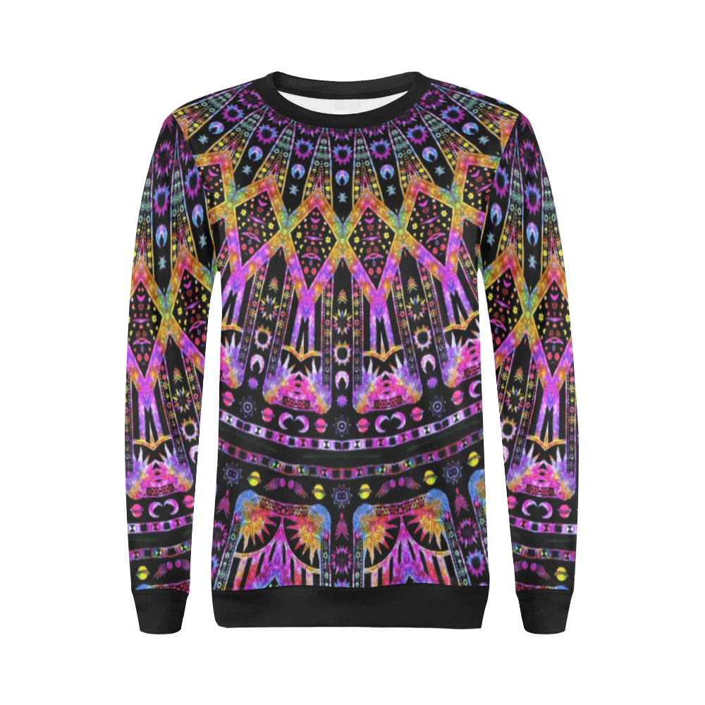 Hippy Boho Purple Elysian All Over Print Crewneck Sweatshirt for Women (Model H18)