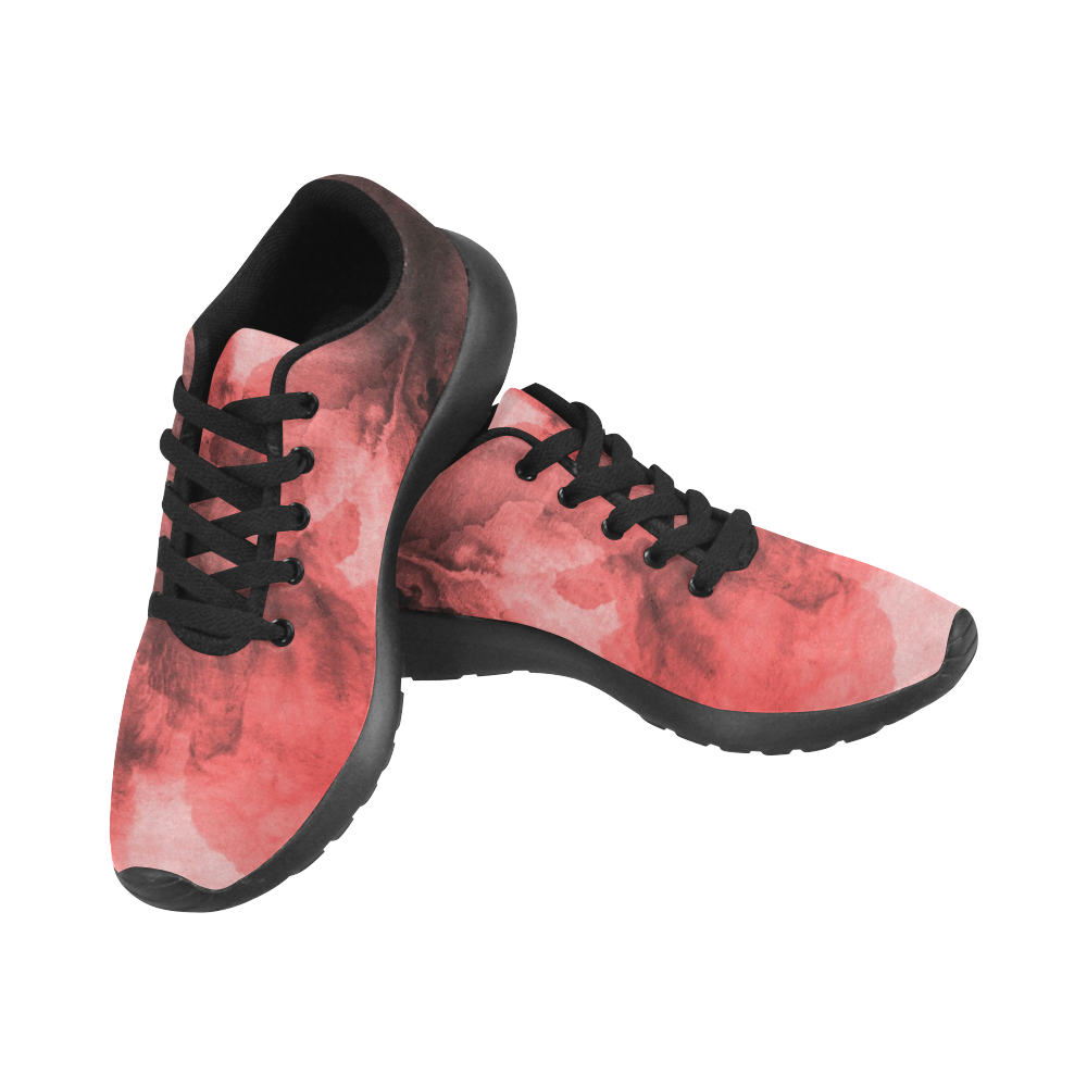 Red and Black Watercolour Men's Running Shoes/Large Size (Model 020)