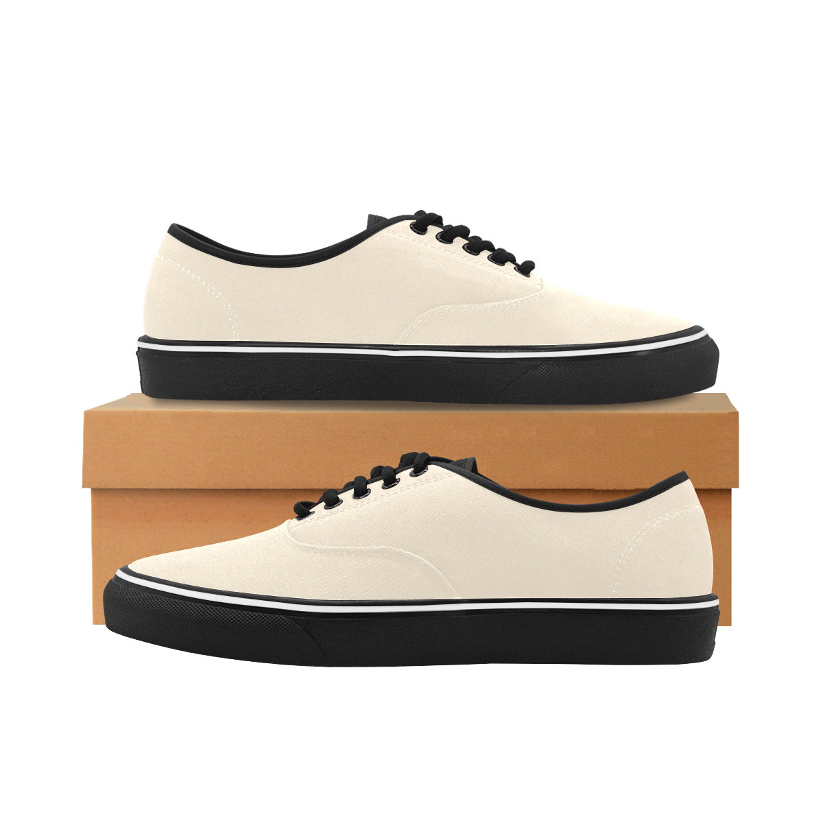 color antique white Classic Men's Canvas Low Top Shoes (Model E001-4)