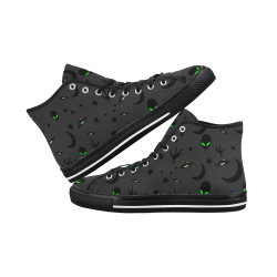 Alien Flying Saucers Stars Pattern on Charcoal Vancouver H Men's Canvas Shoes/Large (1013-1)