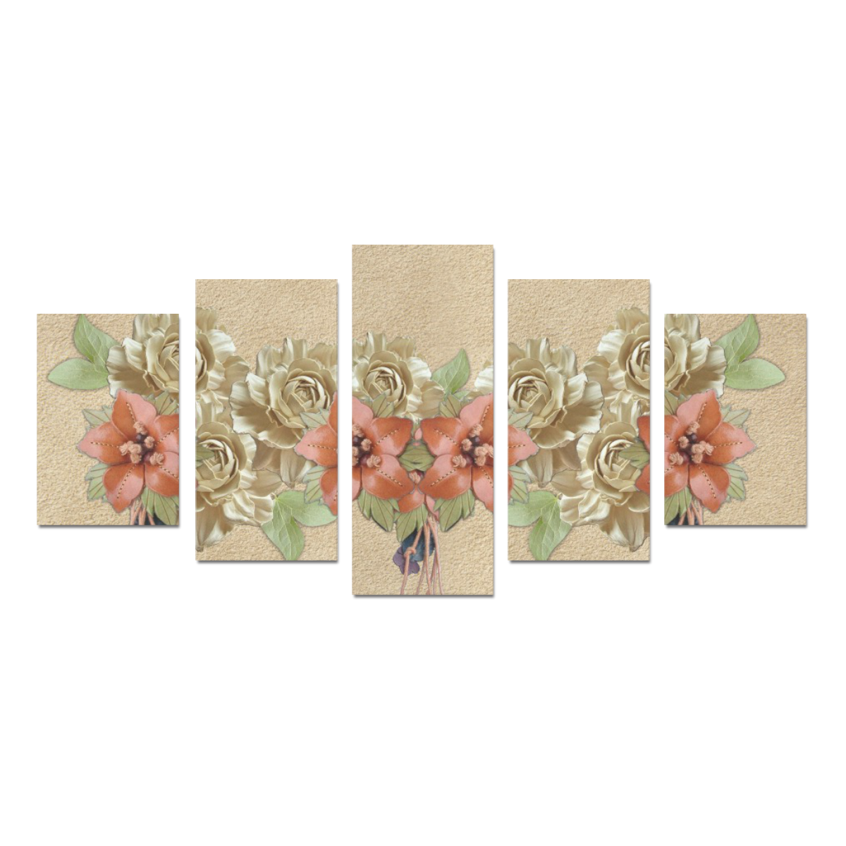 Leather flowers on suede Canvas Print Sets D (No Frame)