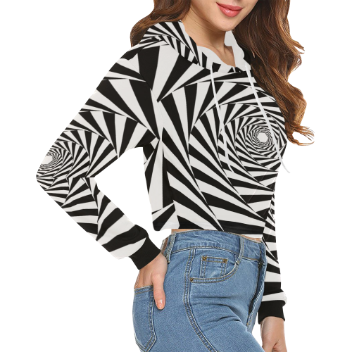 Spiral All Over Print Crop Hoodie for Women (Model H22)