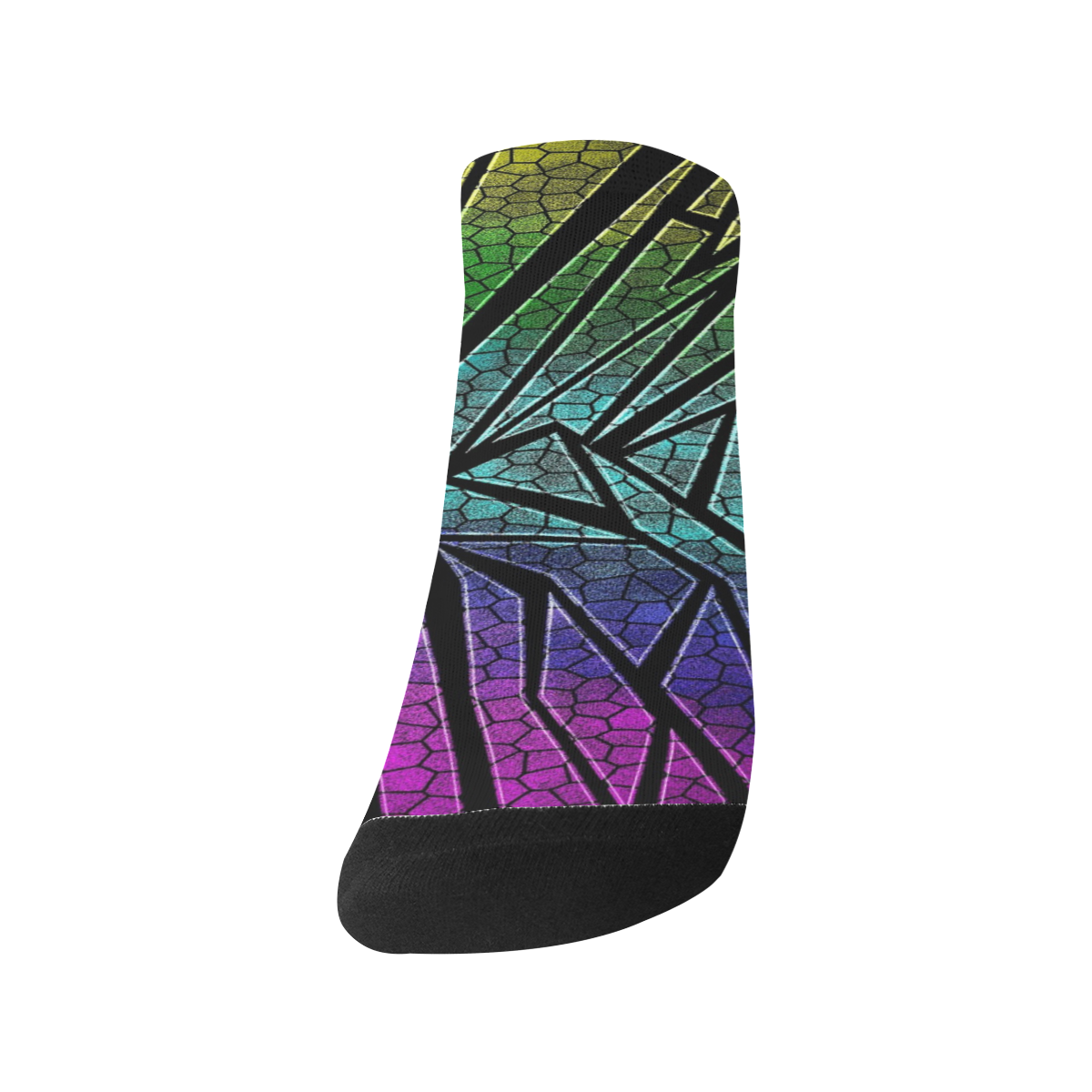 Neon Rainbow Cracked Mosaic Women's Ankle Socks