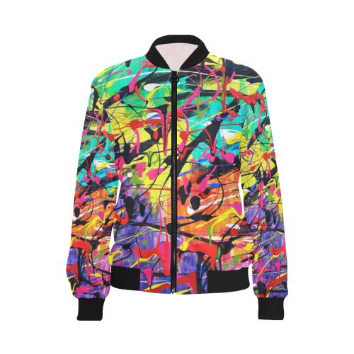 Chaos All Over Print Bomber Jacket for Women (Model H36)