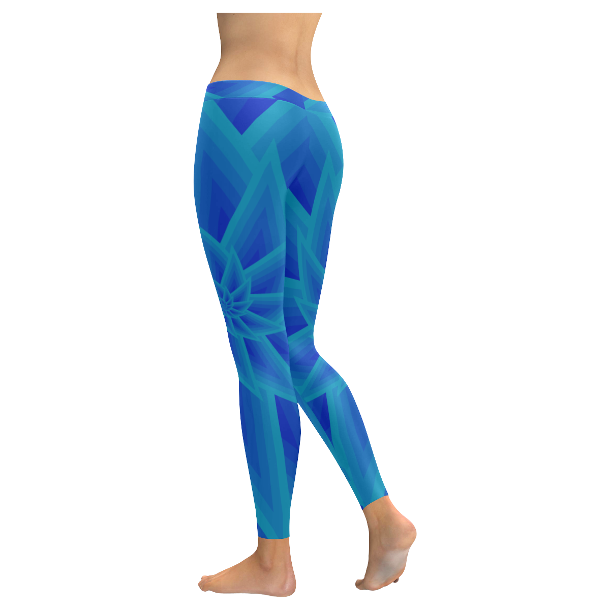 Royal blue sea star Women's Low Rise Leggings (Invisible Stitch) (Model L05)
