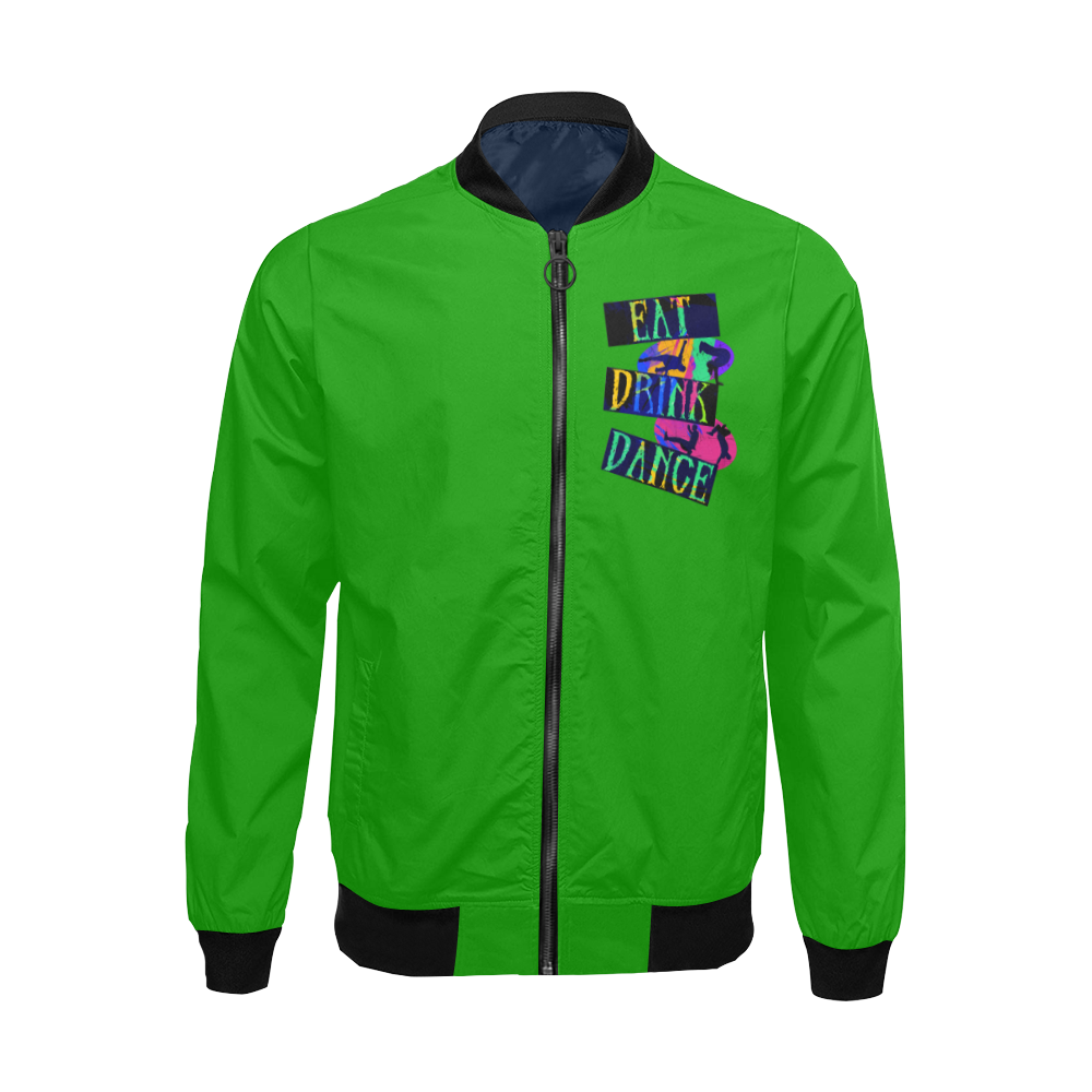Break Dancing Colorful / Green All Over Print Bomber Jacket for Men/Large Size (Model H19)