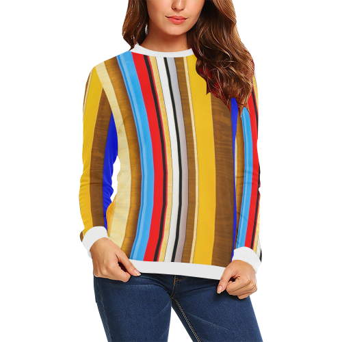 Colorful abstract pattern stripe art All Over Print Crewneck Sweatshirt for Women (Model H18)