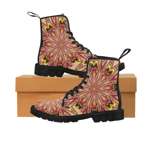 Coral Mandala Martin Boots for Women (Black) (Model 1203H)