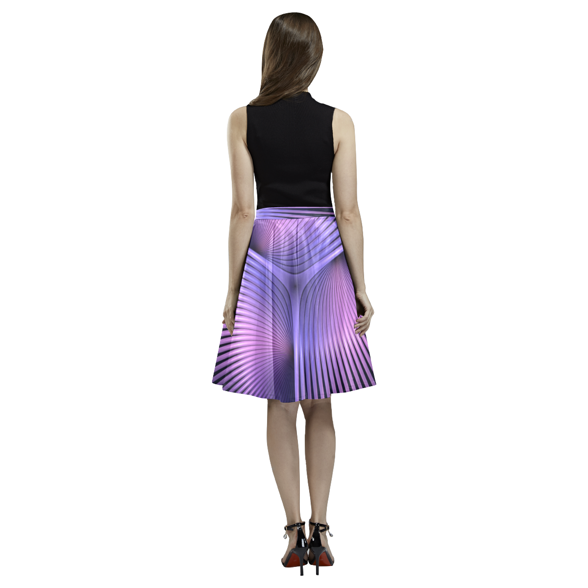 Purple Rays Melete Pleated Midi Skirt (Model D15)
