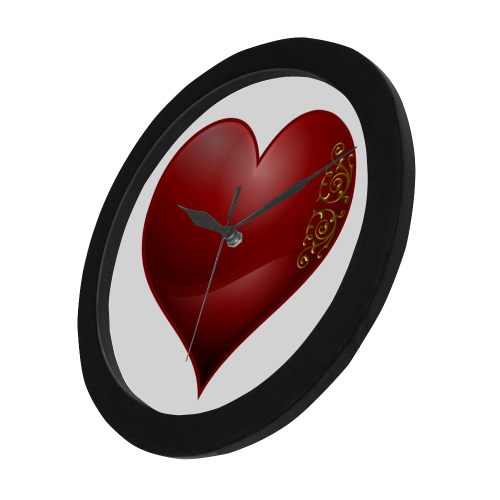Heart  Las Vegas Symbol Playing Card Shape (Black Frame) Circular Plastic Wall clock