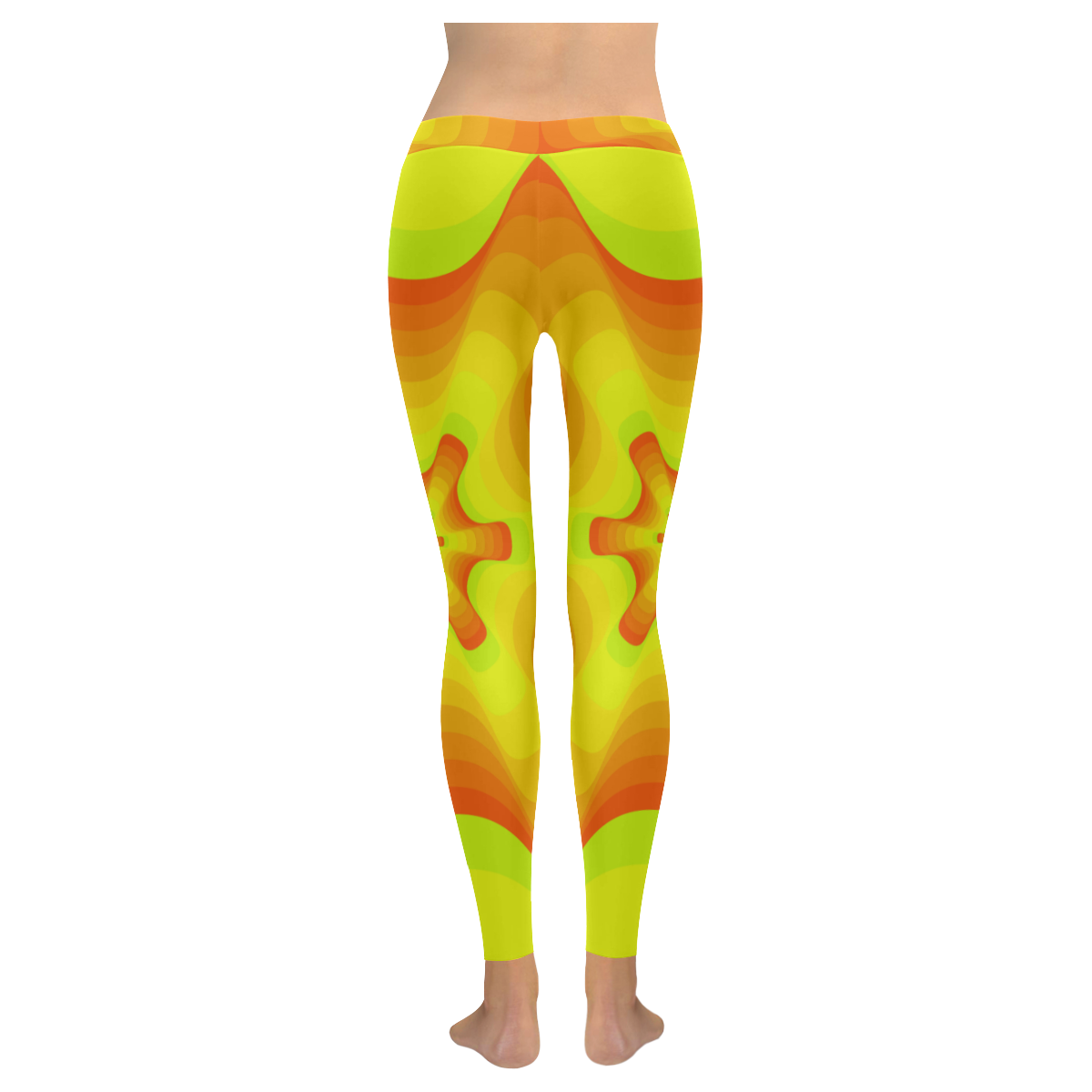 Yellow shell Women's Low Rise Leggings (Invisible Stitch) (Model L05)