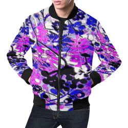 floral abstract in blue and pink All Over Print Bomber Jacket for Men/Large Size (Model H19)
