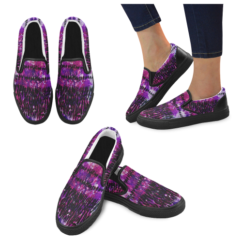 Tie Dye Batik Mix Women's Unusual Slip-on Canvas Shoes (Model 019)