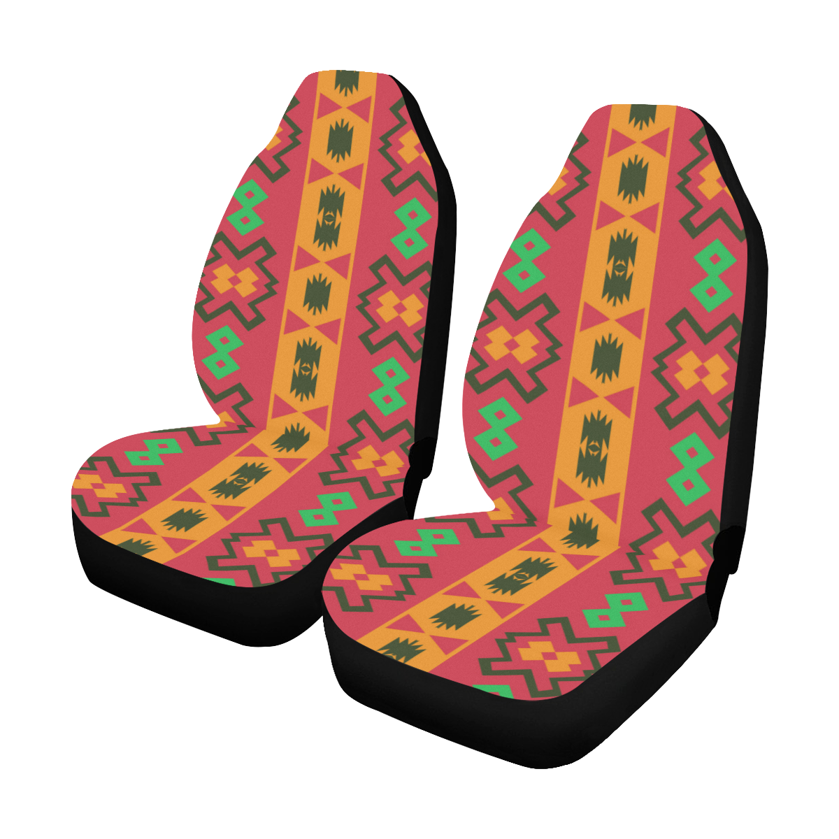 Tribal shapes in retro colors (2) Car Seat Covers (Set of 2)