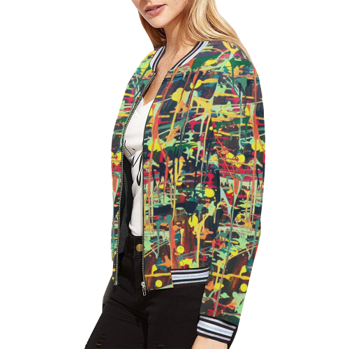 Irma All Over Print Bomber Jacket for Women (Model H21)