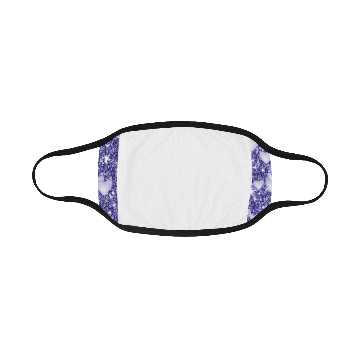 Hearts on Sparkling glitter print, blue Mouth Mask