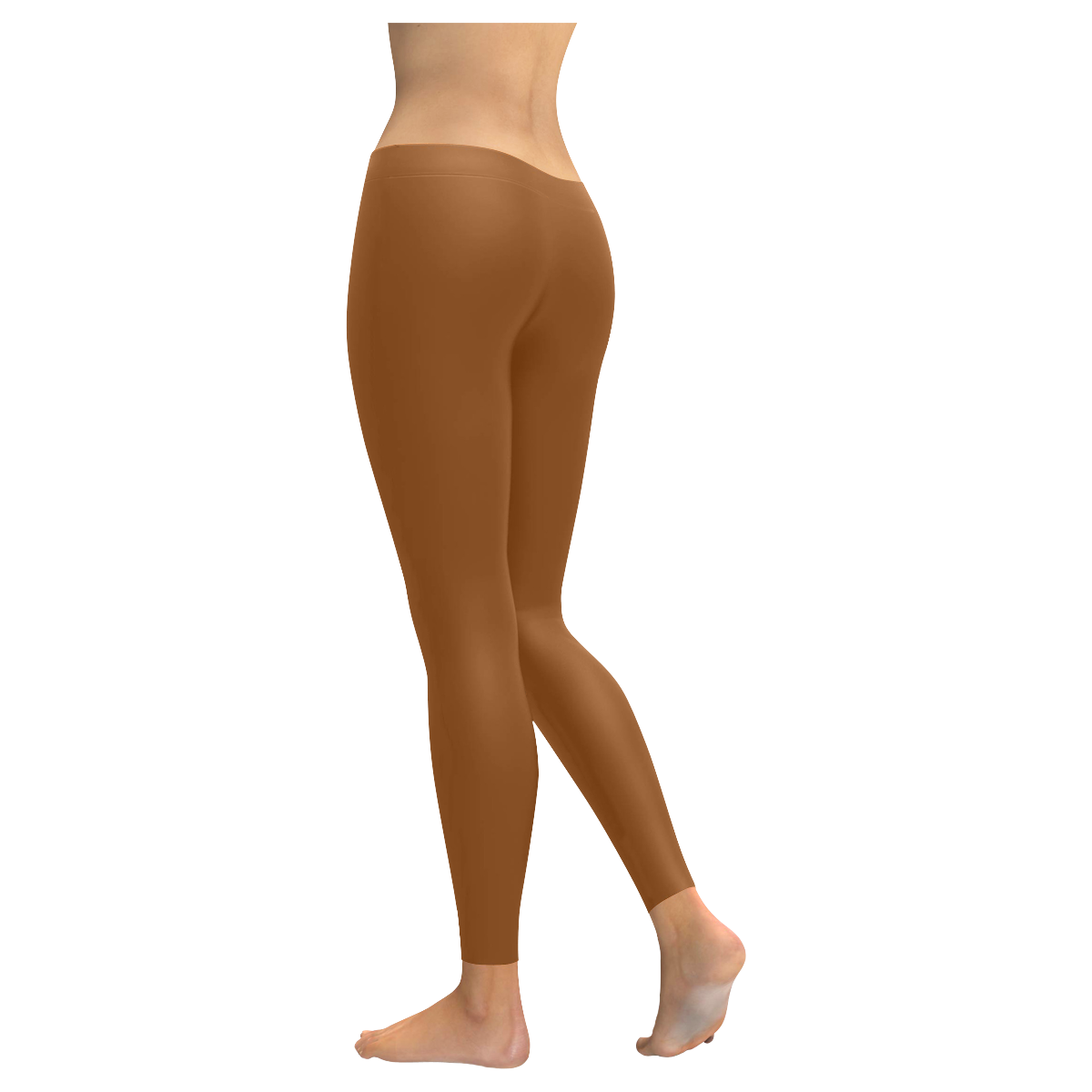 color saddle brown Women's Low Rise Leggings (Invisible Stitch) (Model L05)