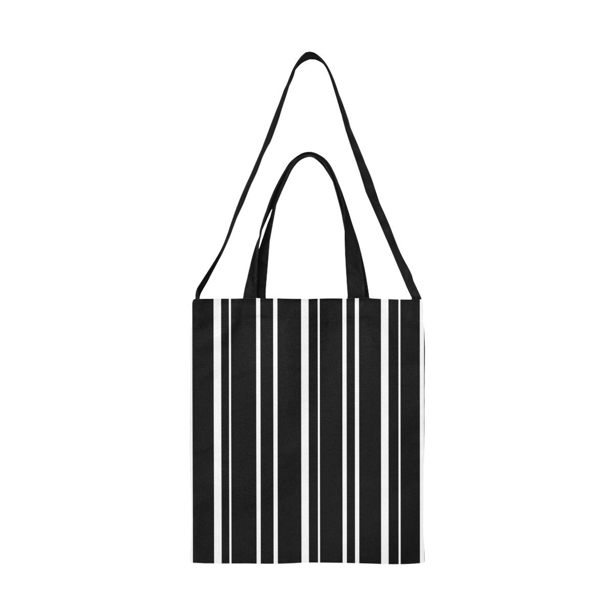 white stripes on black All Over Print Canvas Tote Bag/Medium (Model 1698)