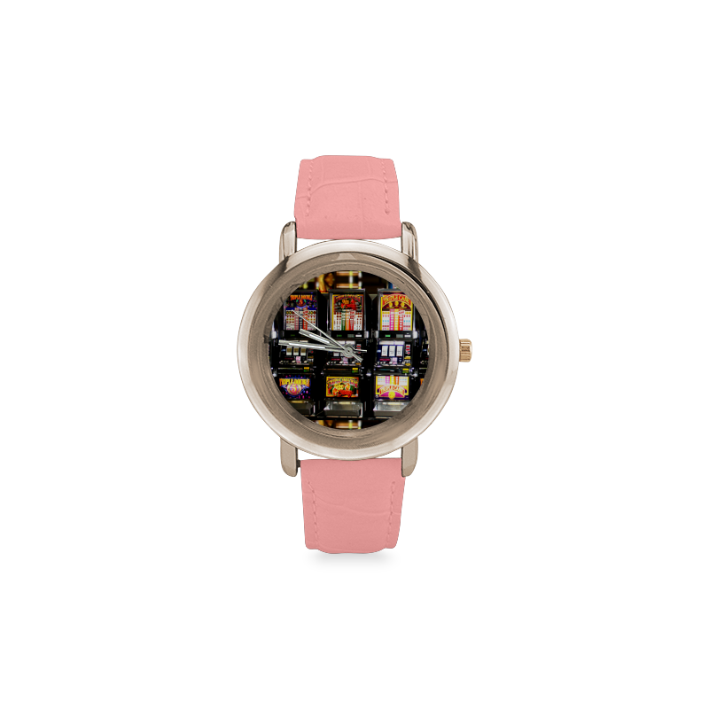 Lucky Slot Machines - Dream Machines Women's Rose Gold Leather Strap Watch(Model 201)