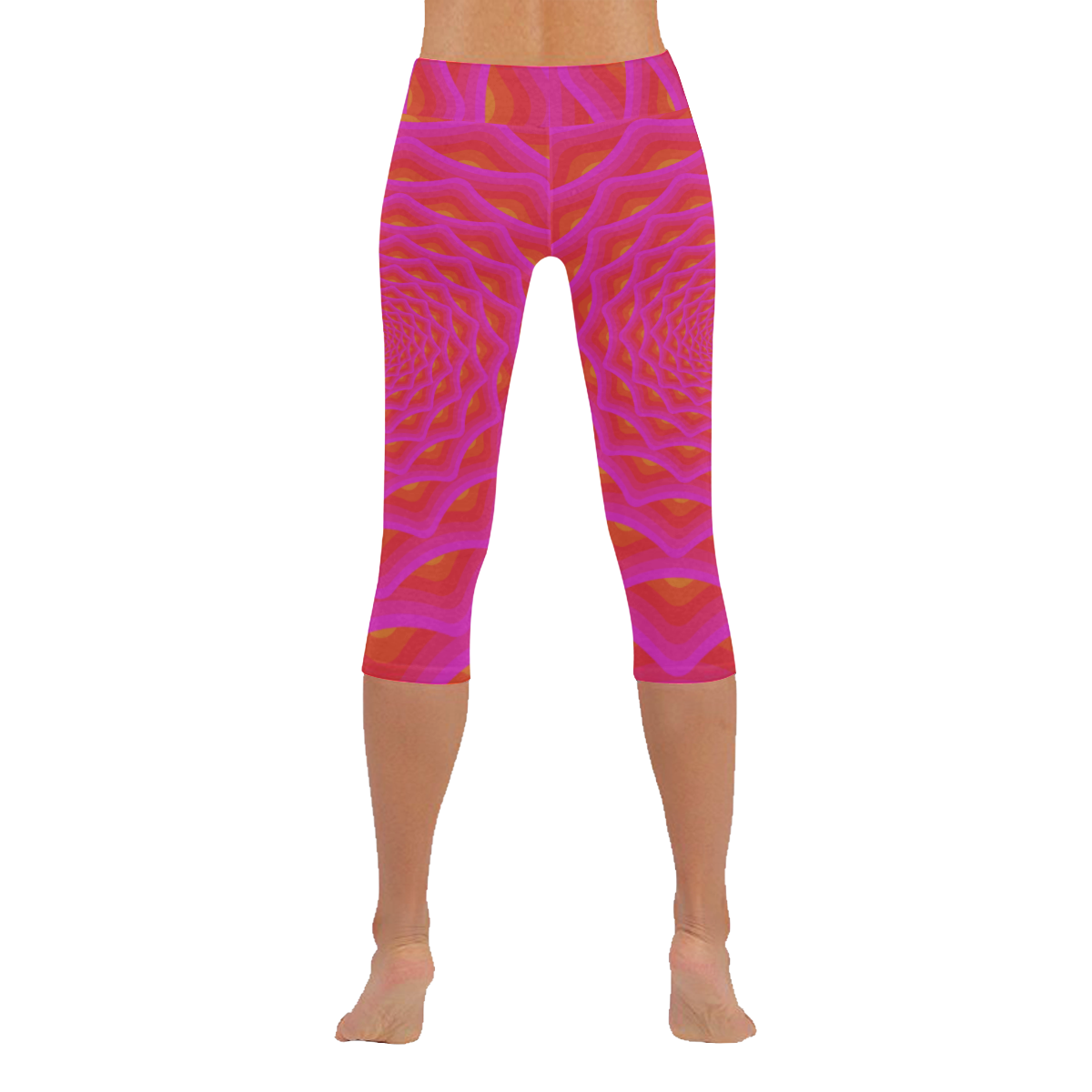 Pink net Women's Low Rise Capri Leggings (Invisible Stitch) (Model L08)