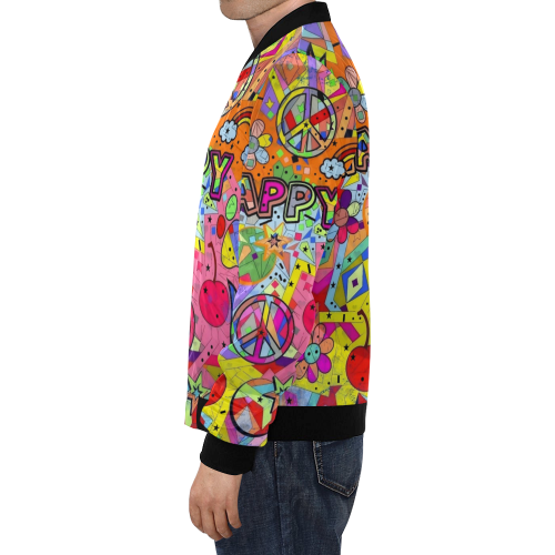Happy Popart by Nico Bielow All Over Print Bomber Jacket for Men/Large Size (Model H19)