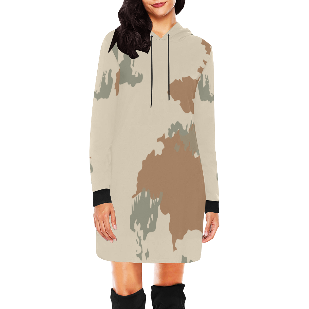 Gulf War desert camouflage style All Over Print Hoodie Mini Dress (Model H27)