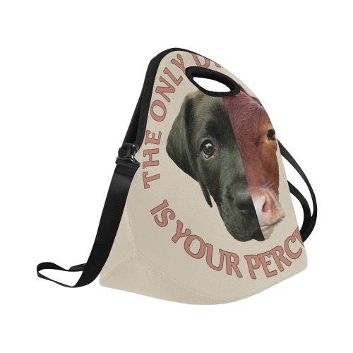 Vegan Cow and Dog Design with Slogan Neoprene Lunch Bag/Large (Model 1669)