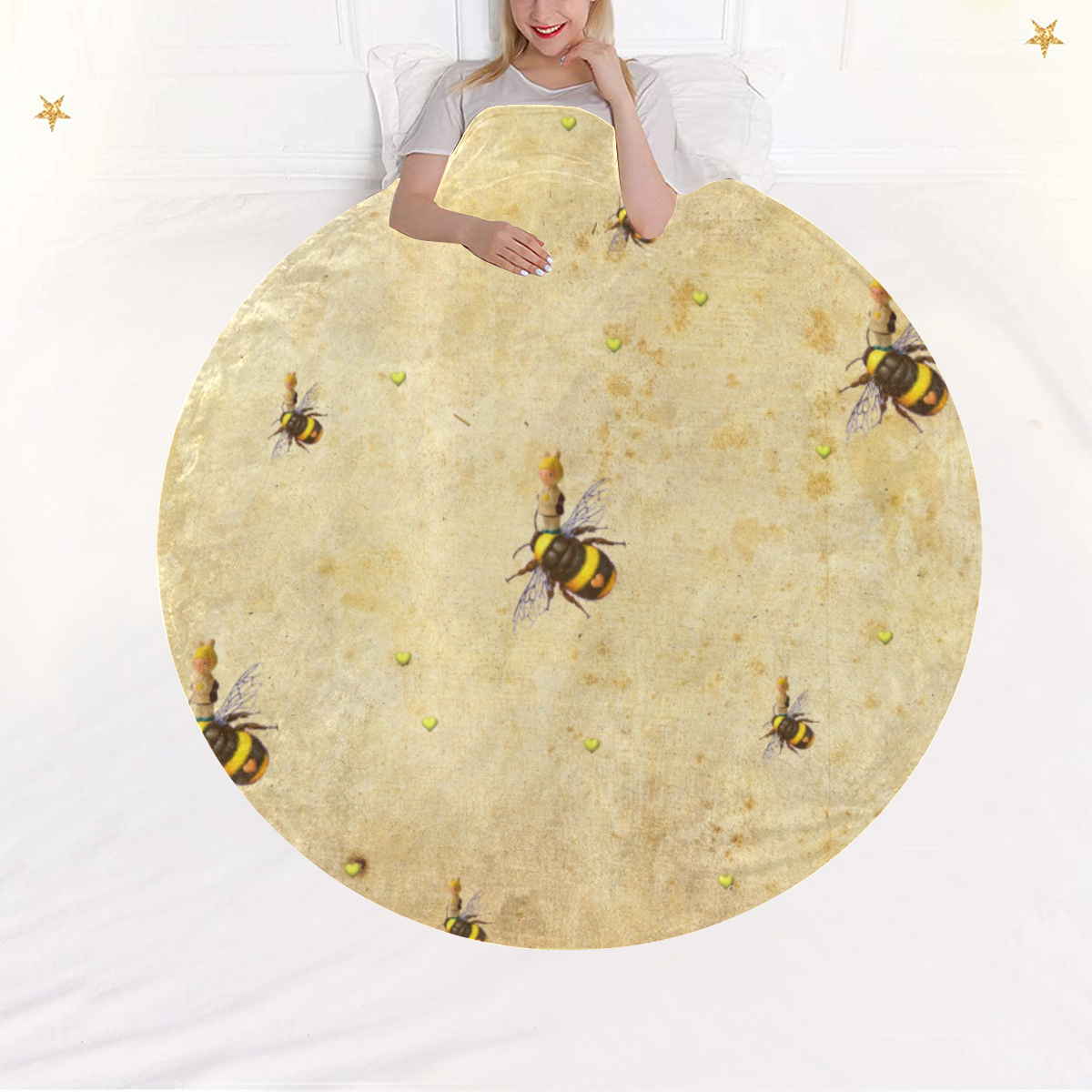 Daisy's Bees Circular Ultra-Soft Micro Fleece Blanket 60"