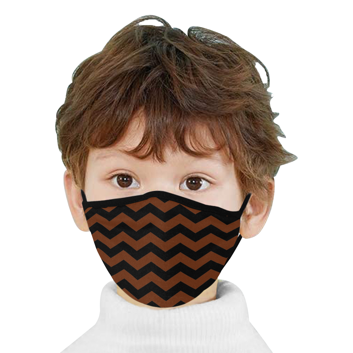 Chevrons black on brown Mouth Mask