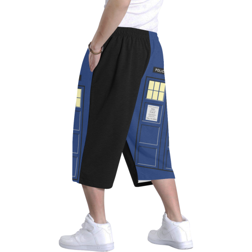 United Kingdom - Blue Police Public Call Box Costu Men's All Over Print Baggy Shorts (Model L37)