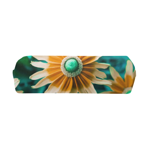Yellow Orange Flower on Turquoise Green Photo Pencil Pouch/Small (Model 1681)