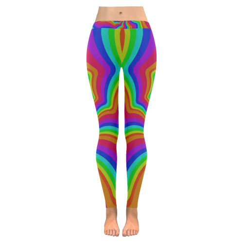 Rainbow shell Women's Low Rise Leggings (Invisible Stitch) (Model L05)