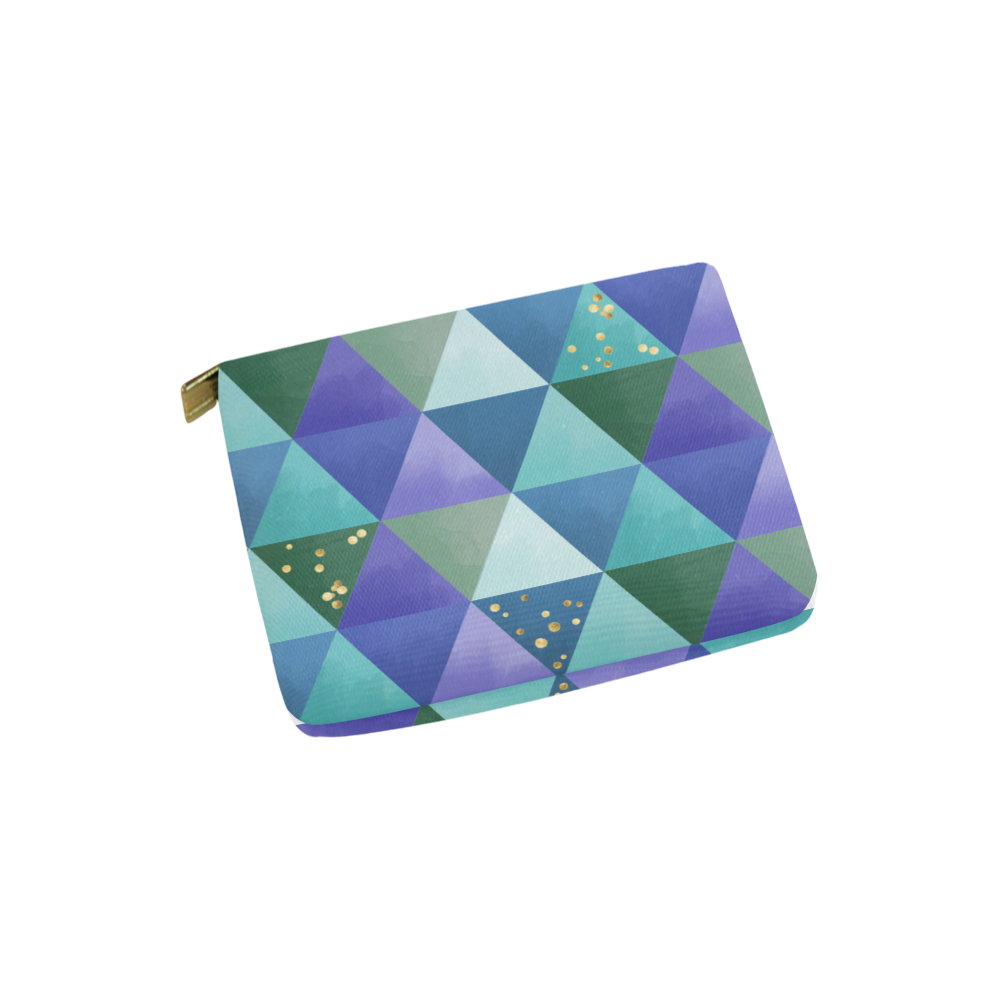 Triangle Pattern - Blue Violet Teal Green Carry-All Pouch 6''x5''