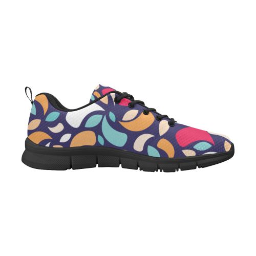 Multicolor Leaves And Geometric Shapes Women's Breathable Running Shoes/Large (Model 055)