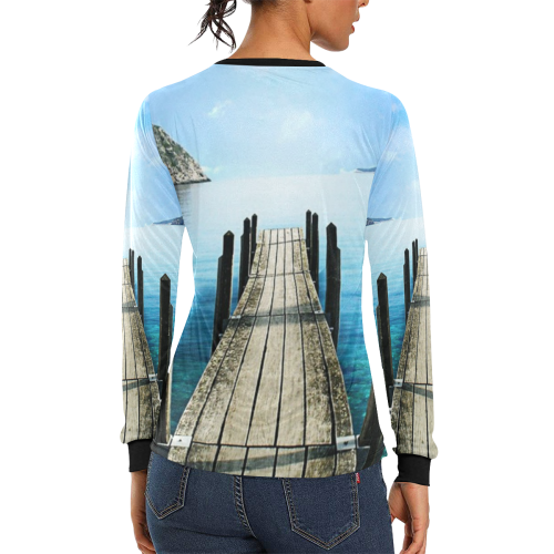 nature-background Women's All Over Print Long Sleeve T-shirt (Model T51)