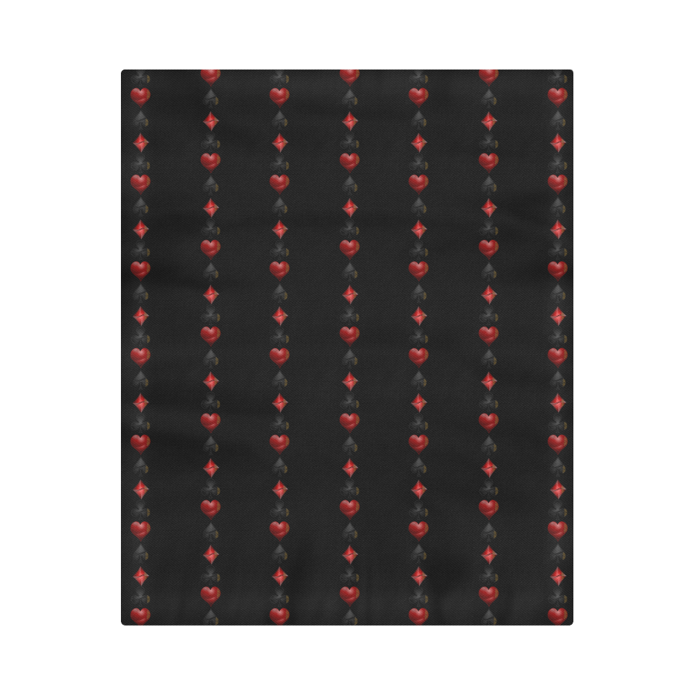 Las Vegas  Black and Red Casino Poker Card Shapes on Black Duvet Cover 86"x70" ( All-over-print)