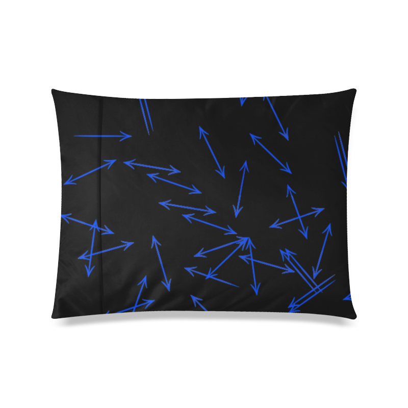 Arrows Every Direction Blue on Black Custom Zippered Pillow Case 20"x26"(Twin Sides)