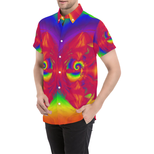 rainbow swirl 1 Men's All Over Print Short Sleeve Shirt (Model T53)