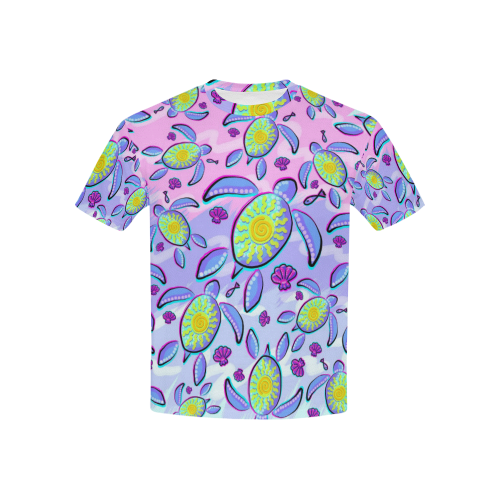 Sea Turtle and Sun Abstract Glitch Ultraviolet Kids' All Over Print T-shirt (USA Size) (Model T40)