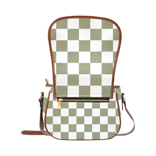 Alli Two-Tone Plaid Saddle Bag/Small (Model 1649) Full Customization