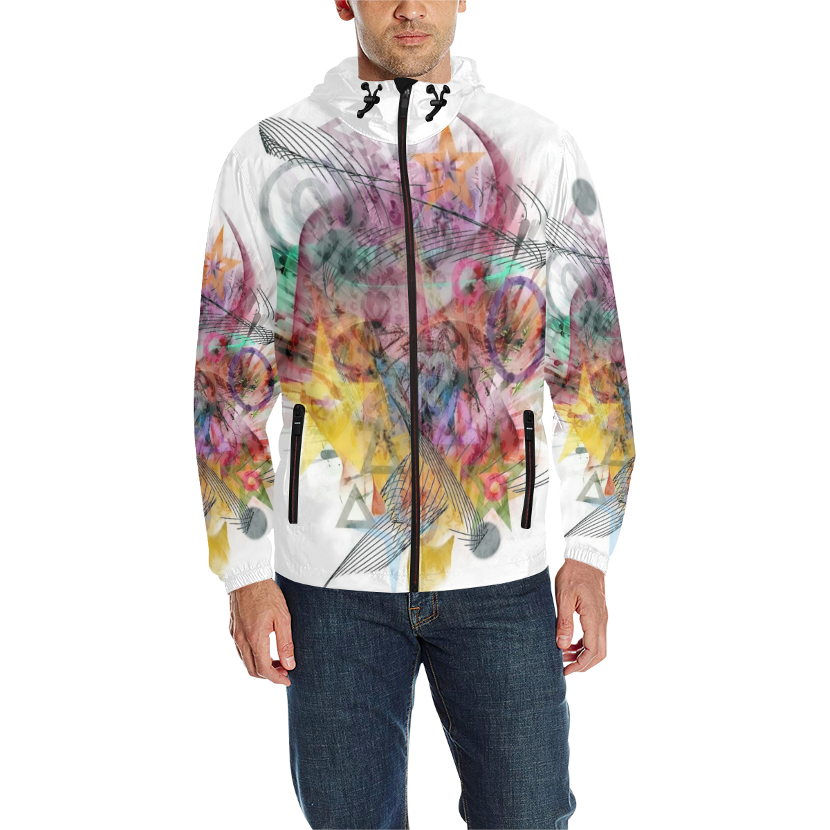 Chaos by Nico Bielow All Over Print Quilted Windbreaker for Men (Model H35)